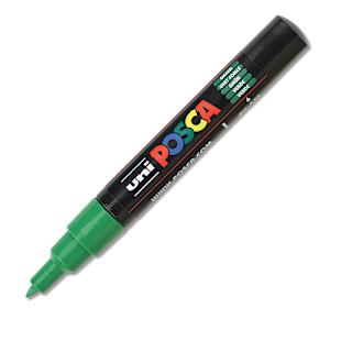 Posca Paint Marker - Green, X-Fine, Bullet Tip, 0.7 mm