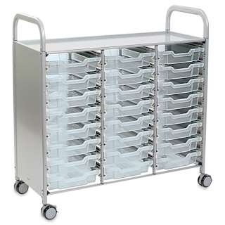 Gratnells Callero Plus Cart - Treble Cart, 24 Shallow F1 Trays, Translucent