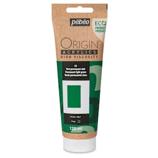 Pebeo Origin Acrylic Paint - Permanent Green Light, 120 ml