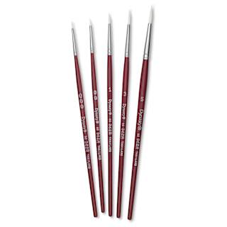 Dynasty Fine White Synthetic Brushes - Set of 2, Round, Set of 5