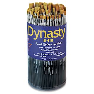 Dynasty Finest Golden Synthetic Brushes - Shader, Short Handle, Canister of 108