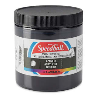Speedball Permanent Acrylic Screen Printing Ink - Black, 8 oz