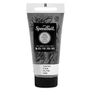 Speedball Water-Soluble Block Printing Ink - Pewter (Metallic), 1.25 oz