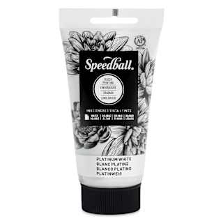 Speedball Water-Soluble Block Printing Ink - Platinum White (Metallic), 2.5 oz