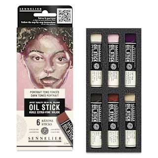 Sennelier Artists' Oil Sticks - Set of 6, Portrait Dark