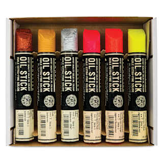 Sennelier Artists' Oil Sticks - Set of 6, Fluorescent and Metallic Colors