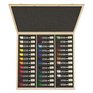 Sennelier Artists' Oil Sticks - Set of 36, Luxe Wood Box, Assorted Colors