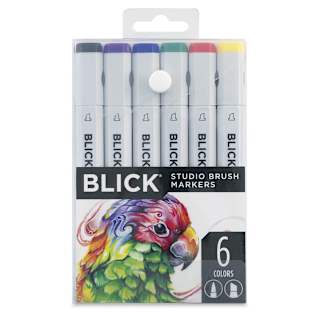 Blick Studio Brush Markers - Set of 6, Assorted Colors