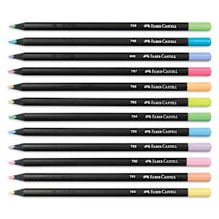 Faber-Castell Black Edition Colored Pencils - Neon and Pastel Colors, Set of 12