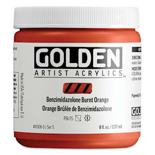 Golden Heavy Body Acrylic Paint - Benzimidazolone Burnt Orange, 237 ml Jar