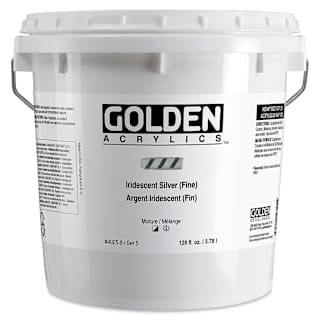 Golden Heavy Body Artist Acrylic - Iridescent Silver (Fine), 128 oz Jar