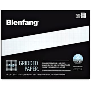 Bienfang Gridded Paper Pad - 4 x 4 Grid, 17" x 22", 50 Sheets