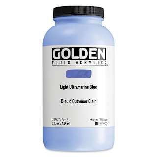 Golden Fluid Acrylic - Light Ultramarine Blue, 32 oz bottle