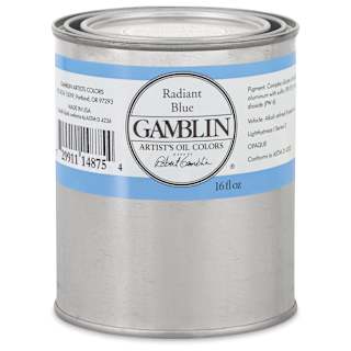 Gamblin Artist's Oil Color - Radiant Blue, 16 oz can
