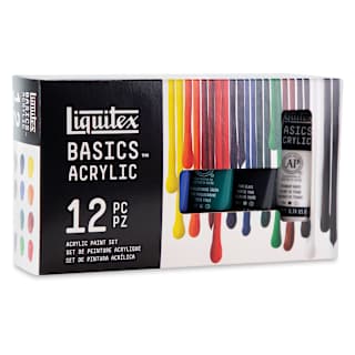 Liquitex Basics Acrylic Paints - Set of 12, Assorted Colors, 22 ml Tubes