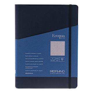 Fabriano Ecoqua Plus Hidden Spiral-Bound Notebook - Navy, 8-1/4" x 5-4/5", Dot Grid