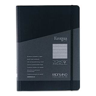 Fabriano Ecoqua Plus Hidden Spiral-Bound Notebook - Black, 8-1/4" x 5-4/5", Ruled