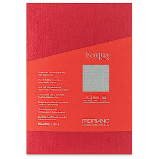 Fabriano Ecoqua Plus Glue-Bound Notebook - Red, 5-4/5" x 8-1/4", Dot Grid