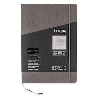 Fabriano EcoQua Plus Stitch-Bound Notebook - Grey, 8-1/4" x 11-3/4", Dot Grid