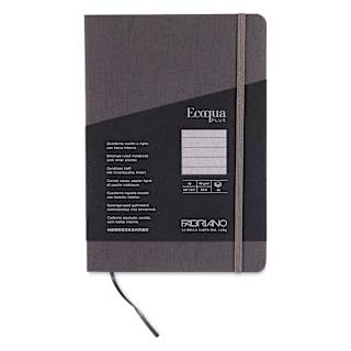 Fabriano EcoQua Plus Stitch-Bound Notebook - Grey, 5-4/5" x 8-1/4", Lined