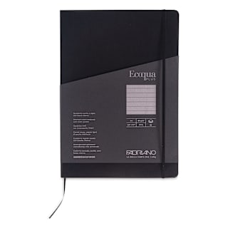 Fabriano EcoQua Plus Stitch-Bound Notebook - Black, 8-1/4" x 11-3/4", Lined