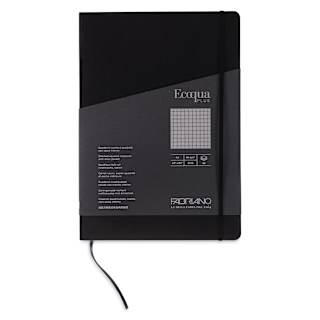 Fabriano EcoQua Plus Stitch-Bound Notebook - Black, 8-1/4" x 11-3/4", Grid