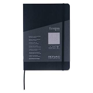 Fabriano EcoQua Plus Stitch-Bound Notebook - Black, 5-4/5" x 8-1/4", Dot Grid