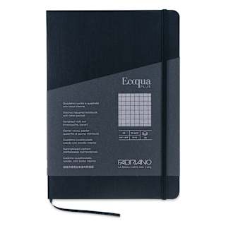 Fabriano EcoQua Plus Stitch-Bound Notebook - Black, 5-4/5" x 8-1/4", Grid