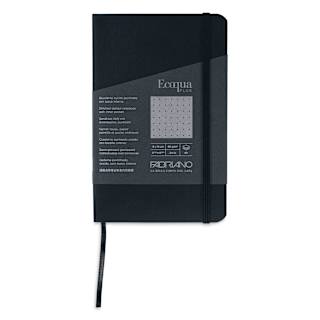 Fabriano EcoQua Plus Stitch-Bound Notebook - Black, 3-1/2" x 5-1/2", Dot Grid