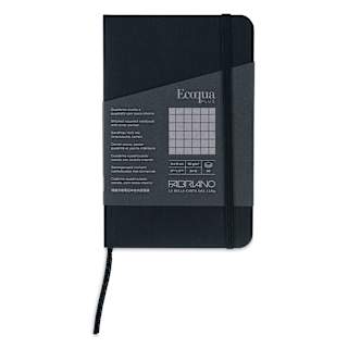 Fabriano EcoQua Plus Stitch-Bound Notebook - Black, 3-1/2" x 5-1/2", Grid