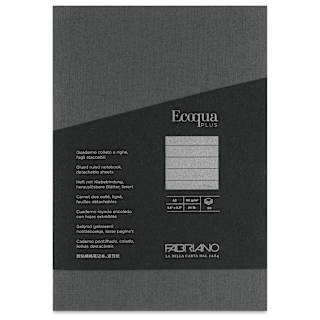 Fabriano Ecoqua Plus Glue-Bound Notebook - Grey, 5-4/5" x 8-1/4", Lined