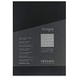 Fabriano Ecoqua Plus Glue-Bound Notebook - Black, 5-4/5" x 8-1/4", Lined
