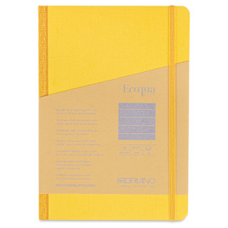 Fabriano Ecoqua Plus Fabric-Bound Notebook - Yellow, 5-4/5" x 8-1/4", Lined
