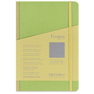 Fabriano Ecoqua Plus Fabric-Bound Notebook - Lime, 5-4/5" x 8-1/4", Dot Grid