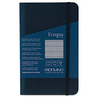 Fabriano Ecoqua Plus Fabric-Bound Notebook - Navy, 3-1/2" x 5-1/2", Lined