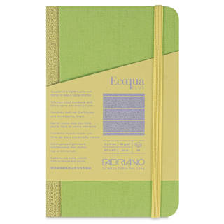 Fabriano Ecoqua Plus Fabric-Bound Notebook - Lime, 3-1/2" x 5-1/2", Lined