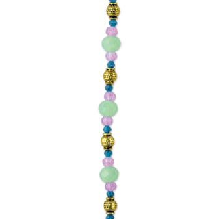 John Bead DIY Designer Glass Bead Strand - Glass and Metal, Light Green