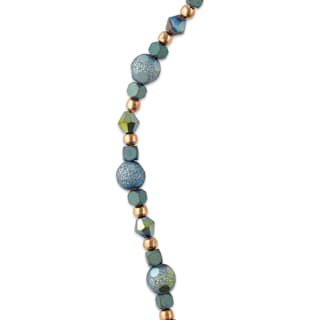 John Bead DIY Designer Glass Bead Strand - Glass and Metal, Blue Hematite
