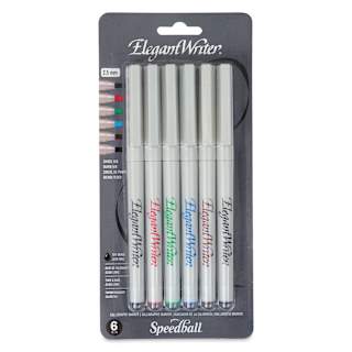 Speedball Elegant Writer Calligraphy Markers - Assorted Colors, Set of 6