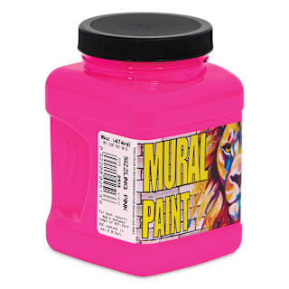 Chroma Acrylic Mural Paint - Sizzling Pink, 16 oz Jar