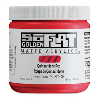 Golden SoFlat Matte Acrylic Paint - Quinacridone Red, 118 ml, Jar