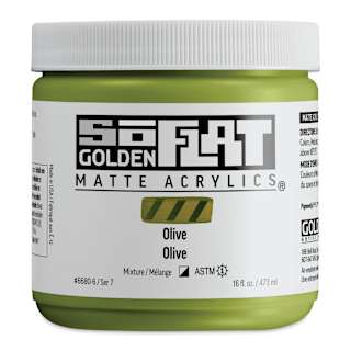 Golden SoFlat Matte Acrylic Paint - Olive, 473 ml, Jar