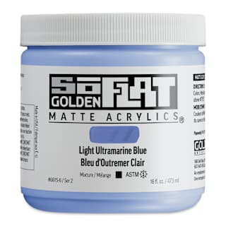 Golden SoFlat Matte Acrylic Paint - Light Ultramarine Blue, 473 ml, Jar