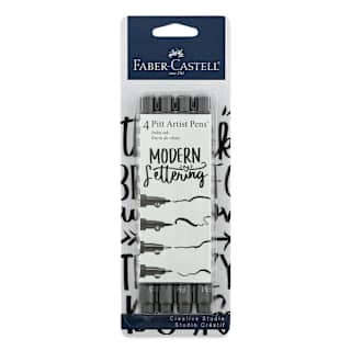 Faber-Castell Pitt Artist Pens - Modern Lettering Set, Black, Set of 4, Assorted Nibs