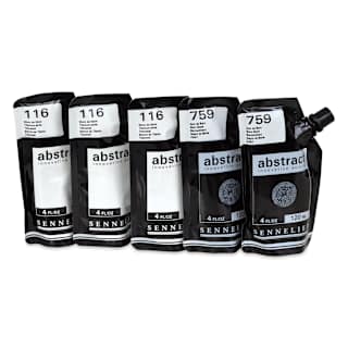 Sennelier Abstract Acrylic - Black and White, Set of 5 with Tips
