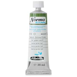 Schmincke Norma Blue Water-Mixable Oil Paint - Natural Green Earth, 35 ml