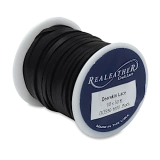 Realeather Deerskin Lace - 1/8" x 50 ft, Black