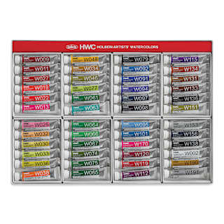 Holbein Artists' Watercolors - Set of 48, Assorted Colors, 5 ml Tubes