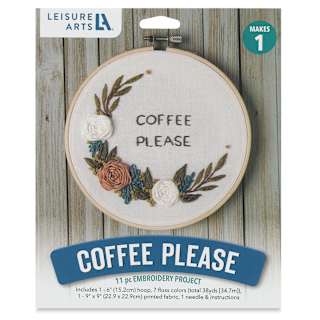 Leisure Arts Embroidery Kit - Coffee Please, 6"