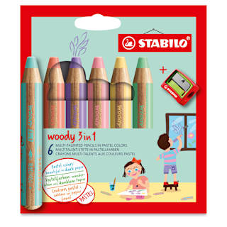 Stabilo Woody 3 in 1 Pencils - Set of 6, Pastel